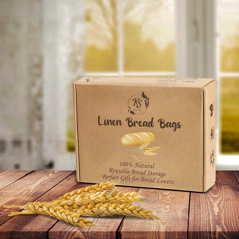 K&S Easy Shop Bread Bags for Homemade Bread Pack of 6 Linen Bread Bag for Bread, Vegetables, Fresh Bread Storage & Baguettes Storage 3 Small & 3 Large Bread Storage Bags Reusable Canvas Bags