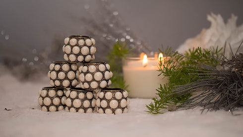 Angel Maya Elegant and Gorgeous Pearl Napkin Rings Set of 6 for Formal or Casual Dining, adds Sophisticated Touch to Your Family Gathering, Dinner Party, Wedding All Other Special Events.