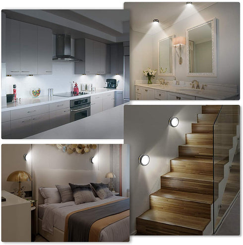 LEASTYLE Under Counter Lights for Kitchen?Wireless LED Puck Lights with Remote Control 6 Pack, Under Cabinet Lighting Battery Operated,Steps Lights Indoor, Stick-up Lights Wireless