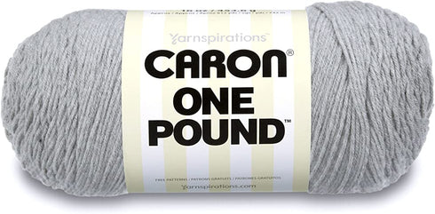 Caron One Pound Solids Yarn, 16oz, Gauge 4 Medium, 100% Acrylic - Grey Mix- For Crochet, Knitting & Crafting ( 1 Piece )