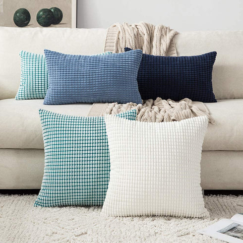 MIULEE Pack of 2 Decorative Throw Pillow Covers Soft Corduroy Solid Outdoor Pillow Cases Spring Cream White Pillowcases for Couch Cushion Sofa Bedroom 20 x 20 Inch