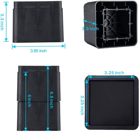 Joyclub Bed Risers 3 Inch Heavy Duty Stackable Furniture Risers for Sofa Table Couch Lift Height of 3 or 6 Inches (4 Pack Black)