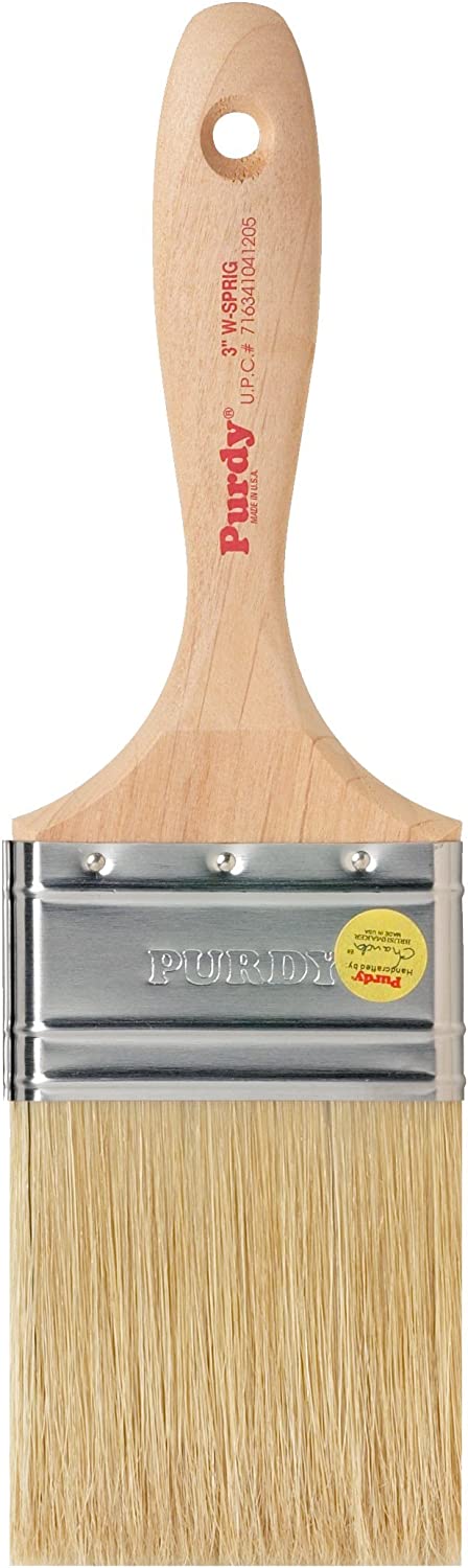 Purdy 144380430 White Bristle Series Sprig Flat Trim Paint Brush, 3 inch