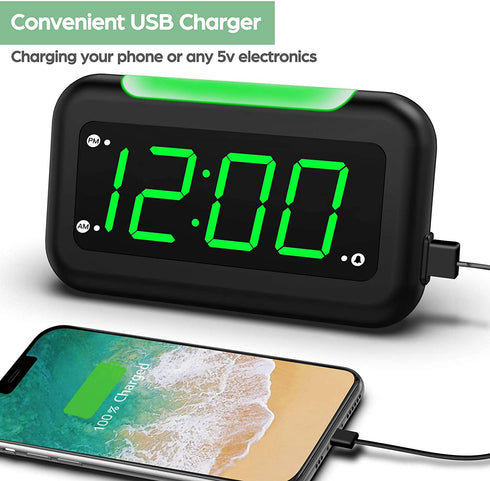 HOUSBAY Digital Alarm Clock for Bedrooms - 5 Large LED Screen with 0-100% Dimmer, 7 Color Night Light, Easy to Set, USB Charger, Battery Backup, Plug-in Clock for Kids, Teens, Boys, Girls