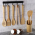 Wooden Spoons for Cooking Organic Bamboo Kitchen Utensils Set 8 Pcs Housewarming Gift New Apartment Essentials Slotted Serving Spoons Spatula Tong Tools for Nonstick Cookware with Holder