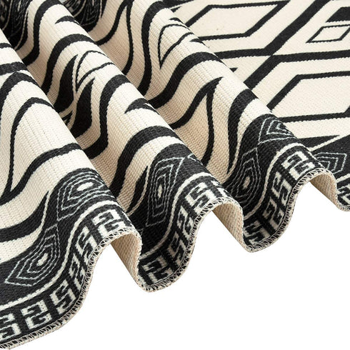 Boho Table Runners with Tassels Rustic Bohemian Woven Table Runner for Summer, Spring Holiday, Catering Events, Dinner Parties, Wedding, Indoor and Outdoor Parties, 14" x 70" (Black White, 14" x 108")
