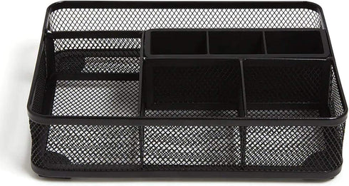 1InTheOffice Mesh Collection Desk Drawer Organizer Tray, Black, 7 Compartment