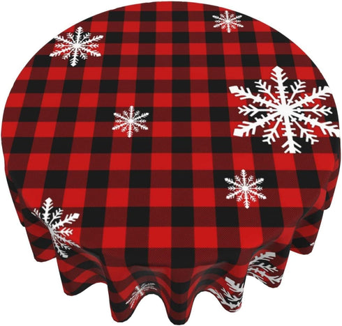 Christmas Snowflakes Round Tablecloth 60" Stain Wrinkle Free Washable Table Cloths for Decorative Kitchen Dining Party Wedding Indoor Microfiber