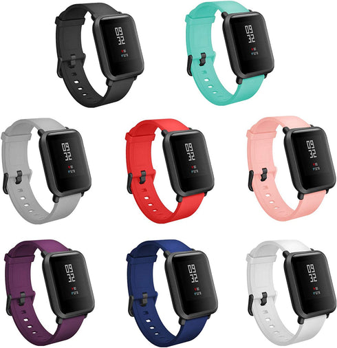 TECKMICO 8PCS Bands Replacement for Amazfit Bip Smartwatch,20mm Quick Release Watch Soft Silicone Bands for Amazfit Bip Band Women Men