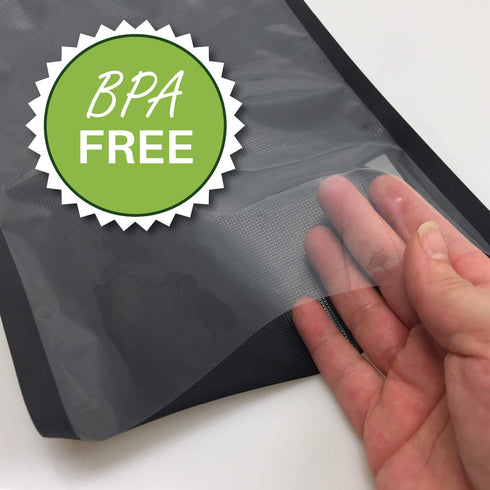 8" X 12" Zipper Quart Bags - Black Back Clear Front - 50 count