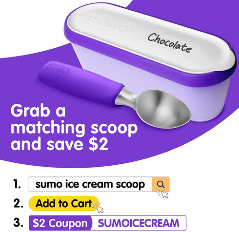 SUMO Ice Cream Containers for Homemade Ice Cream - 2.5 Quart Jumbo Size, Reusable Storage Tubs with Lids (1 Container, Purple)