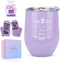 Wine Tumbler Gifts for Women, Purple Birthday Gifts for Women Friends, Stainless Steel Insulated Stemless Wine Tumbler Glass with Lid Socks