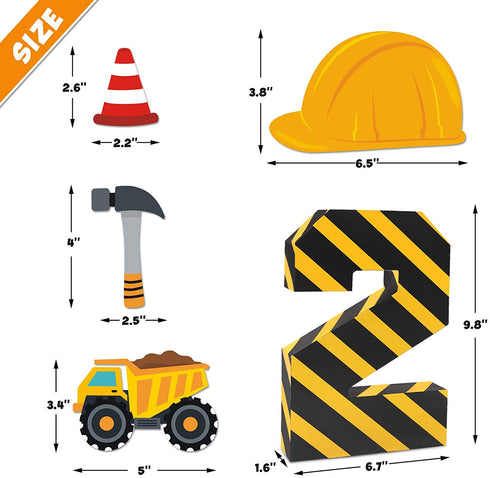 Construction Birthday Party Supplies 2 Years Old Boy Construction Second Birthday Decorations Construction 2 Number Sign Paper Mache Freestanding Decorative Dump Truck Car Construction Hat Ornaments