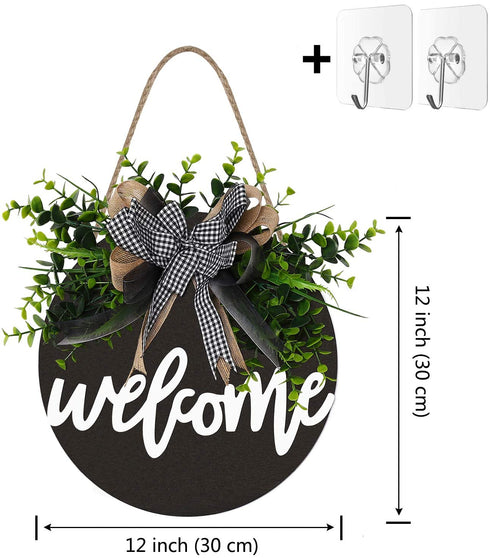 Welcome Sign Welcome Front Door Round Wood Sign Hanging Welcome Sign for Farmhouse porch Spring Welcome Sign Front Door Decoration ?Blackboard welcome?