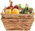 Water Hyacinth Storage Baskets Natural Handwoven Stackable Organizer Wicker Basket Bin With Handles for Cabinets,Cupboards,Shelves, Hold Vegetable,Towels Books Snacks Bottles 2 Pack 12x9x6 Natural/Tan