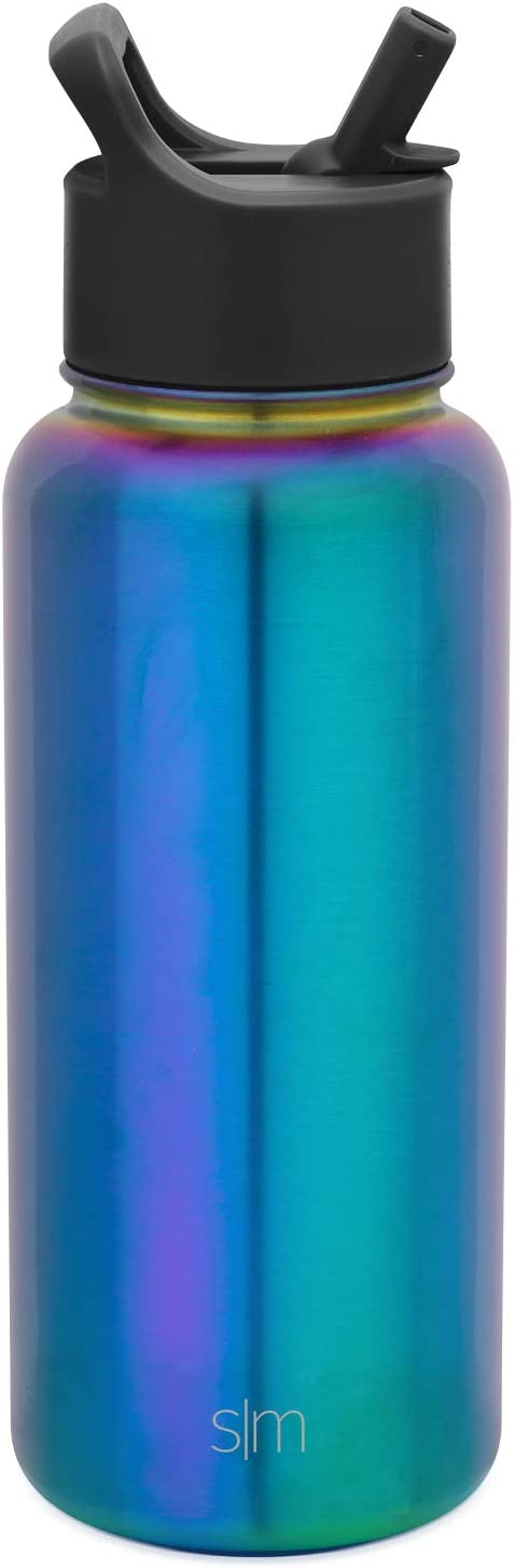 Simple Modern Water Bottle with Straw Lid Vacuum Insulated Stainless Steel Metal Thermos | Reusable Leak Proof BPA-Free Flask for Gym, Travel, Sports | Summit Collection | 32oz, Prism