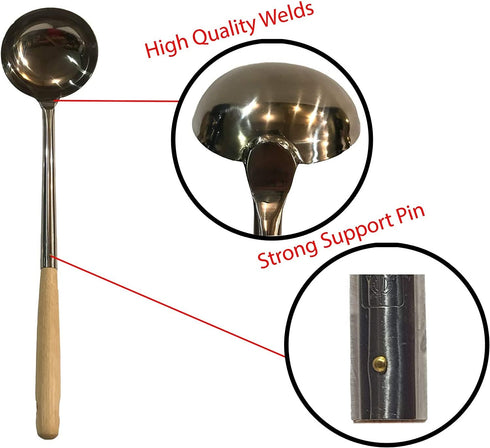 Wok Utensils Set 1 Wok Spatula & 1 Wok Ladle Set Large Size L17.5' x 5' Chinese Cooking Tools Wok Spoon & Wok Turner Cooking Utensils Set Wok Tools Wok Accessories Chuan Hoak Quality Stainless Steel