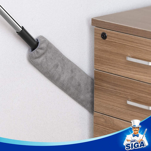 MR.SIGA Flexible Microfiber Long Duster for Gap Cleaning, Stainless Steel Adjustable Handle, Washable Gap Cleaning Duster