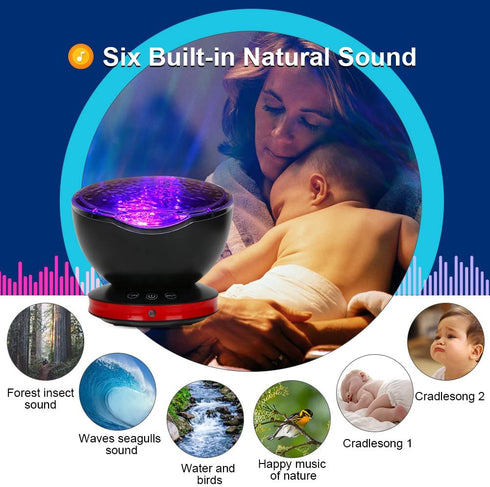 Ocean Wave Projector,Night Light Lamp 360° Roting with 8 Nebula Modes,LED Light Projector,Galaxy Projector with Timer, Remote Control, Speaker USB Turn Wiring, 6 Sleep Aid Sound