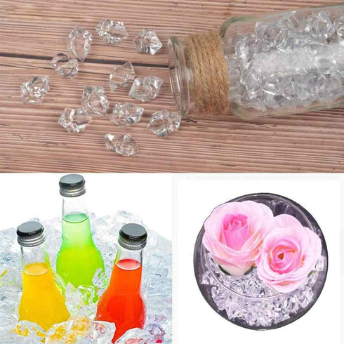 LYFJXX 1000Pcs Reusable Fake Ice Cubes Artificial Acrylic Crystal Cubes for Wedding Decor Photography Props Vase Fillers