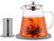 950ml/30oz Glass Teapot Kettle with Removable Stainless Steel Infuser & Matching Silicone Coasters, Stovetop & Microwave Safe Tea Pot for Loose Leaf Tea & Blooming Tea