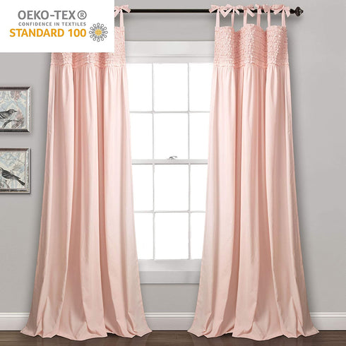 Lush Decor Lydia Curtains Ruffle Window Panel Set for Living, Dining, Bedroom (Pair), 84 in L, Blush