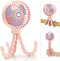 Mini Handheld Personal Portable Fan, Baby Stroller Fan, Car Seat Fan, USB or 4000mAh Battery Powered, with Flexible Tripod Clip on Student Bed Desk Peloton Bike Crib Treadmill Camping Traveling(Pink)