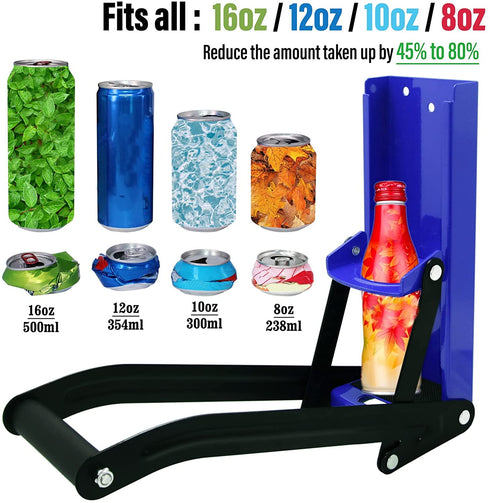 laffeya Can Crusher, Can Crusher Wall Mounted 16 oz & Bottle Opener, Eco-Friendly Aluminum Can Crusher, Heavy Duty Can Crusher Soda Beer Smasher Recycling Tool (16oz, Blue)
