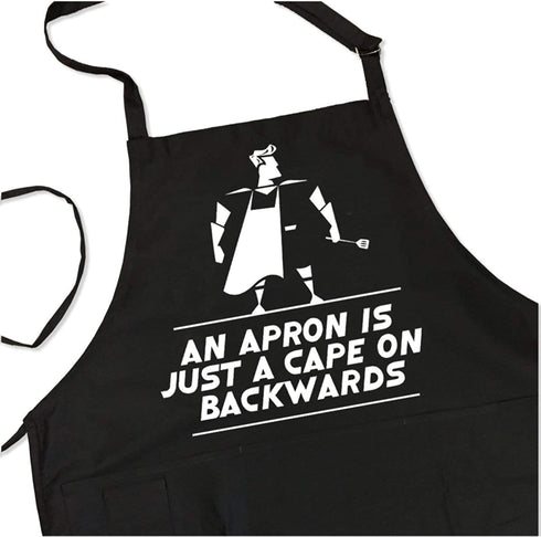 ApronMen, Just A Cape Apron, Professionally Printed Funny BBQ Grilling Aprons for Men - Adjustable One Size Fits All
