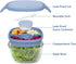 Bentgo® Glass - Leak-Proof Salad Container with Large 61-oz Salad Bowl, 4-Compartment Bento-Style Tray for Toppings, 3-oz Sauce Container for Dressings, and Built-In Reusable Fork (Light Blue)