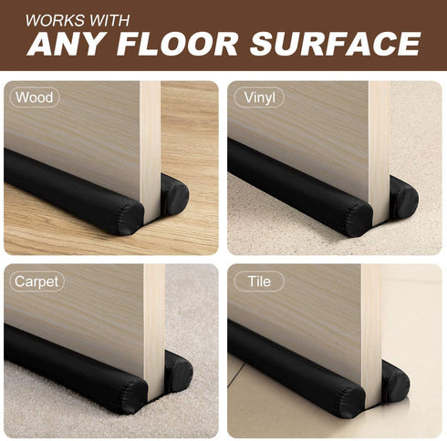 DNC Twin Door Draft Stopper, Thicker 2" Foam Weather Stripping Noise Blocker Window Breeze Adjustable Seal Bottom of Door 32" to 36", Under Door Sweep Soundproofing Guard