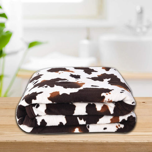 SHOP LC DELIVERING JOY Homesmart Cow Print Blanket Microfiber Throw Warm Cozy Fleece Animal Print Comforter Living Room Bedroom Sofa Couch Lightweight Travel Blanket Gifts