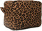 Leopard Cosmetic Bags Large Brown Cheetah Canvas Make Up Bag Purse Lightweight Versatile Travel Toiletry Purse Accessories Organizer Gifts for Women Men