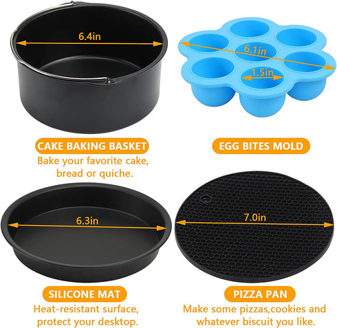 TOMOON Air Fryer Accessories Set of 4, Fit all 3.7Qt, 4.2Qt Power Deep Hot Air Fryer, FDA Compliant,Nonstick Coating,Dishwasher Cleaning