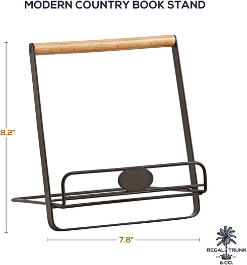 Regal Trunk Metal Cookbook Holder Stand - Recipe Book Holder - Adjustable And Foldable Cookbook Stand For Kitchen Counter - Book Holders For Reading Hands Free - Ipad Stand Or Mini Easel Stand