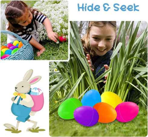 UMIKU 24PCS Easter Eggs + 24PCS Mini Community People Easter Egg Fillers Easter Basket Stuffers Plastic Surprise Eggs Easter Gifts Easter Party Favors for Kids Boys Girls Toddlers
