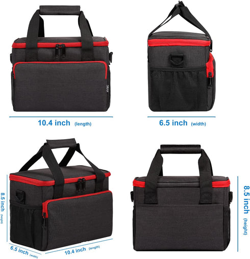 Adult Lunch Box for Men & Women Insulated Lunch Bag with Adjustable Shoulder Strap, Leak Proof Reusable Lunch Cooler Tote Bag for Office work, Picnic and Outdoor (Black)