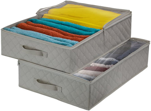 Sorbus Storage Bags Closet & Underbed Organizer Set, Clear Cover, Foldable with Carry Handles, Great for, Clothes, Linens, Bedding, Closets, Bedrooms, and More (Closet Organizer, Gray)