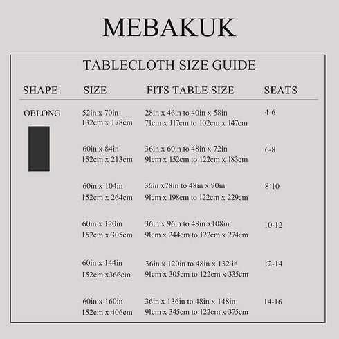 Mebakuk Rectangle Table Cloth Linen Farmhouse Tablecloth Waterproof Anti-Shrink Soft and Wrinkle Resistant Decorative Fabric Table Cover for Kitchen (Oblong 60 x 104 Inch (8-10 Seats), Mocha)