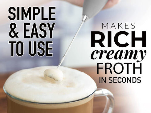Zulay Milk Frother for Coffee with Upgraded Titanium Motor - Handheld Frother Whisk, Milk Foamer, Mini Blender and Electric Mixer Coffee Frother for Frappe, Latte, Matcha, No Stand - Silver