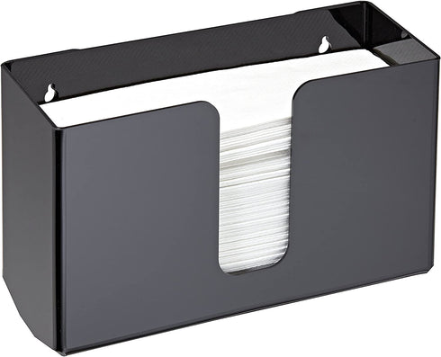 Alpine Industries Acrylic Wall-Mounted Paper Towel Dispenser - Single or Multiple Towel Retrieval - Bi Fold and C Fold (Black)