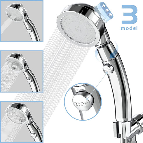 Polma Shower Head with Handheld, High Pressure Shower Head with ON/Off switch 3 Modes detachable Handheld Showerhead with Hose, Angle-Adjustable Water Saving RV Shower Head (Chrome)