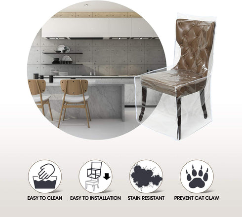 Zipcase 2 Packs All Cover in Plastic Dinning Chair Covers - Heavy Duty Clear Chair Protectors Keep Your Dinning Chair Away from Water Dust Paws and Claws