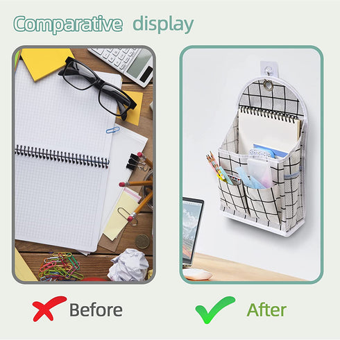 3 Pcs Wall Hanging Organizer Bags with Hooks, Waterproof Door Closet Storage Bags, Hanging Pockets, Linen-Cotton Storage Bags, Bedside Storage, Baby Storage, Doorway Key Letter Storage