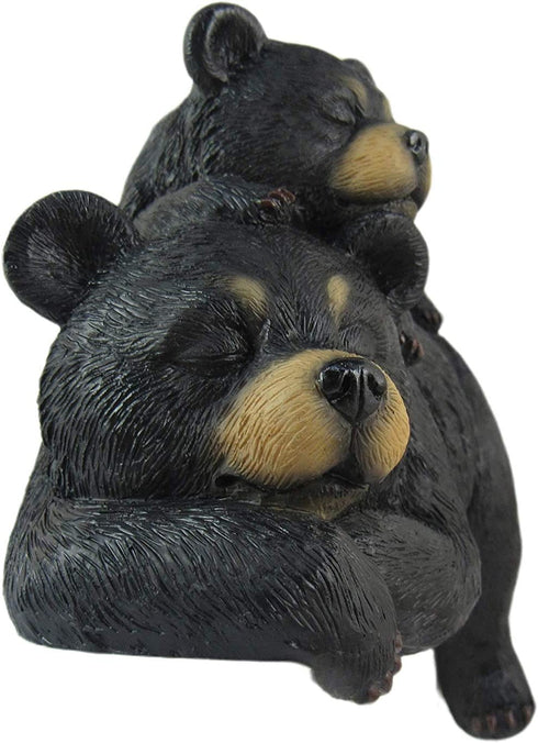 DWK Black Bear Shelf Sitting Figurine | Bear Cabin Accessories Decorations for Shelves | Cute Bear Figurines | Nursery and Office Shelf Decorations - 6"