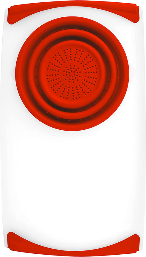 Dexas Over the Sink Strainer Board, 11.5 x 20", Natural/Red