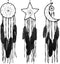 3 Pieces Dream Catcher Moon Sun Star Design Handmade Traditional Design for Wall Hanging Home Decoration (Black)