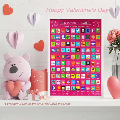 YOBRO 100 Dates Scratch Off Poster, Date Night Ideas Poster, Romantic Gifts for Women, Anniversary for Couples, Engagement Gifts for Her, or Just to Show Someone You Love Them