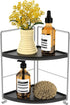 Kitchen Spice Rack Standing Shelf, 2-Tier Corner Storage Shelf , Bathroom Countertop Organizer , Vanity Tray Cosmetic & Makeup Storage, Silver&Black