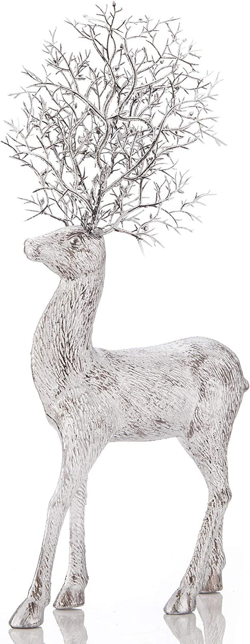 iPEGTOP 2 Pcs Rustic Christmas Reindeer Elk Holiday Figurines Decoration Christmas Standing Deer, Home Office Decor Statues Party Supplies